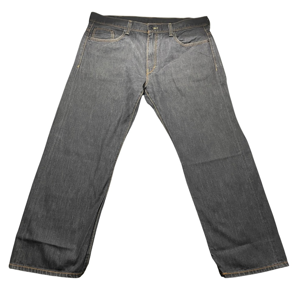 Levis 569 Loose Straight Jeans Mens 38x30 Dark Wash Gray Denim Flap Pocket